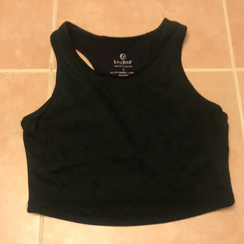 LegEnd Active Wear Cropped Marbled Green Sports Bra